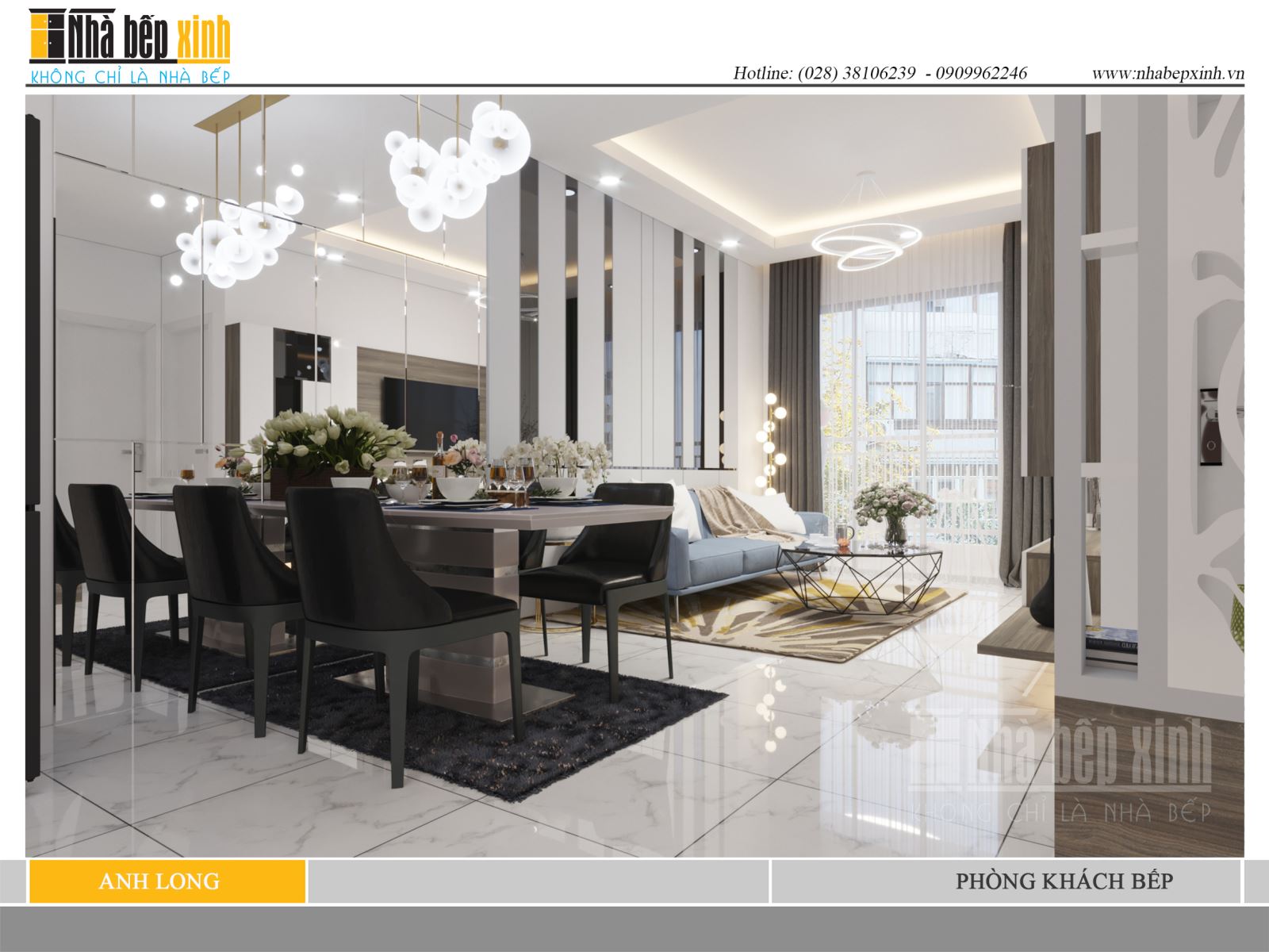Thiết kế phòng khách bếp sang trọng hấp dẫn
